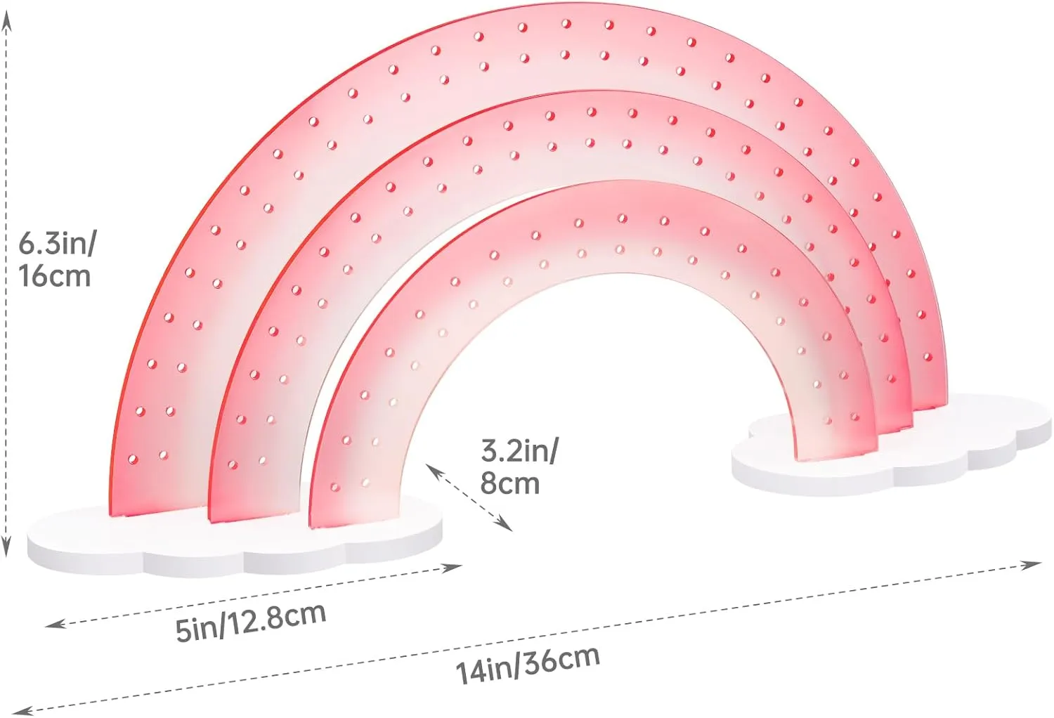 NiHome 3-Tier Gradient Color Acrylic Rainbow Earring Organizer, 14" W x 6.3" H Lightweight and Durable Design 140 Holes for 70 Pairs, Unique Front Row for Special Earrings (Pink Gradient)