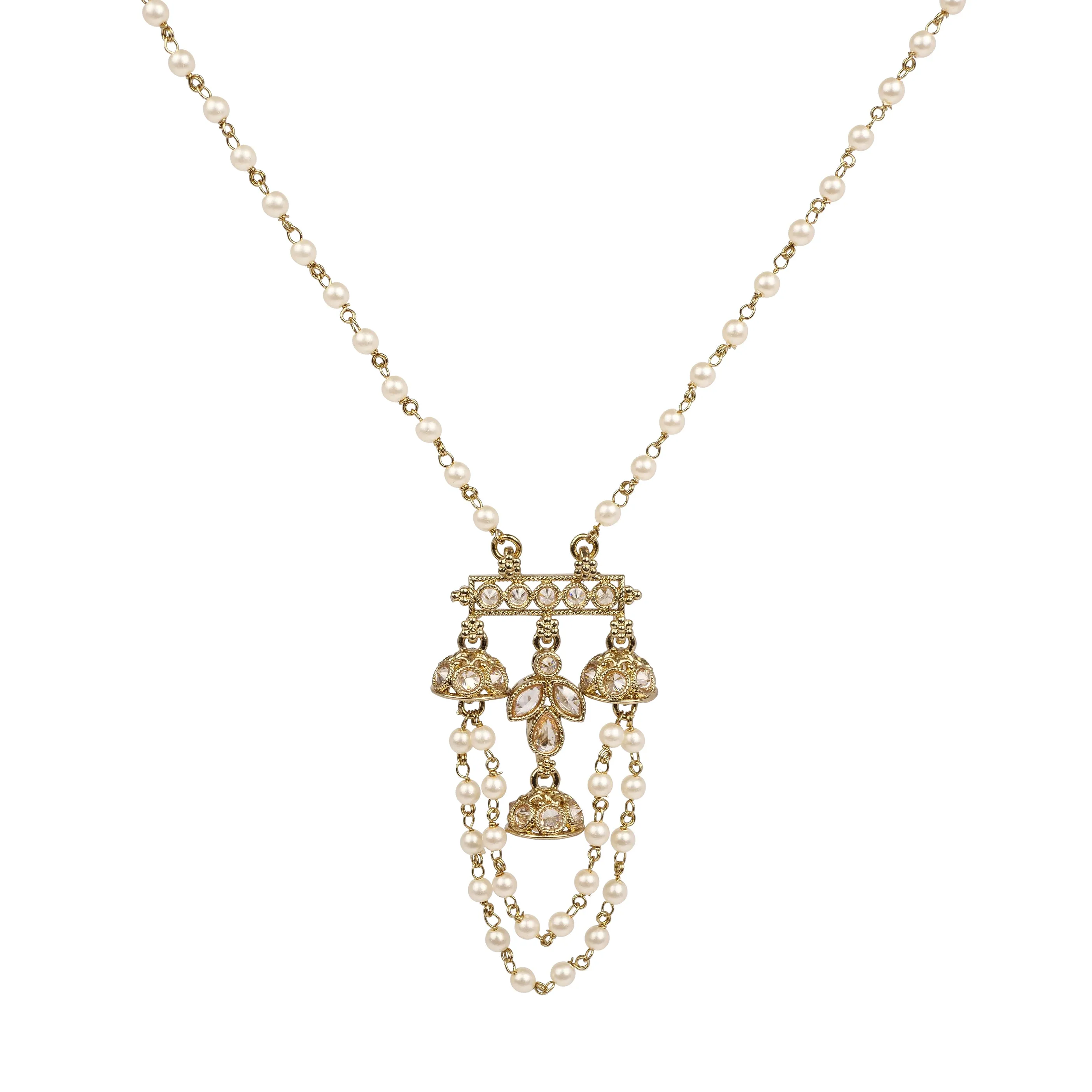 Noor Necklace in Pearl and Antique Gold
