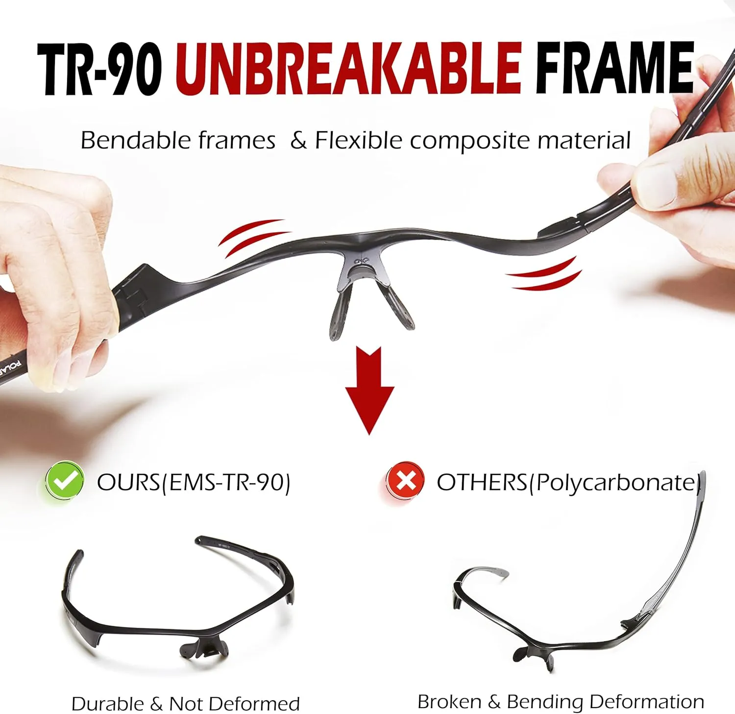 Outdoor Sports Polarized wrap around Cycling Sunglasses for Men & Women TR90 Frame UV Protection for fishing