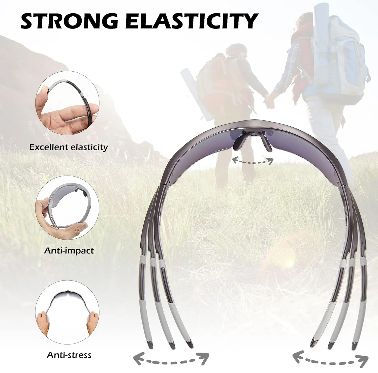 Outdoor Sports Polarized wrap around Cycling Sunglasses for Men & Women TR90 Frame UV Protection for fishing
