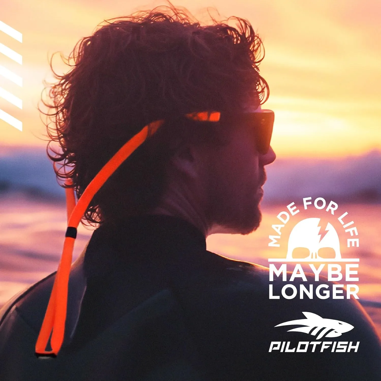 Pilotfish Floating Sunglasses Strap, Adjustable, Waterproof, High Visibility, Neoprene Holder for Men & Women