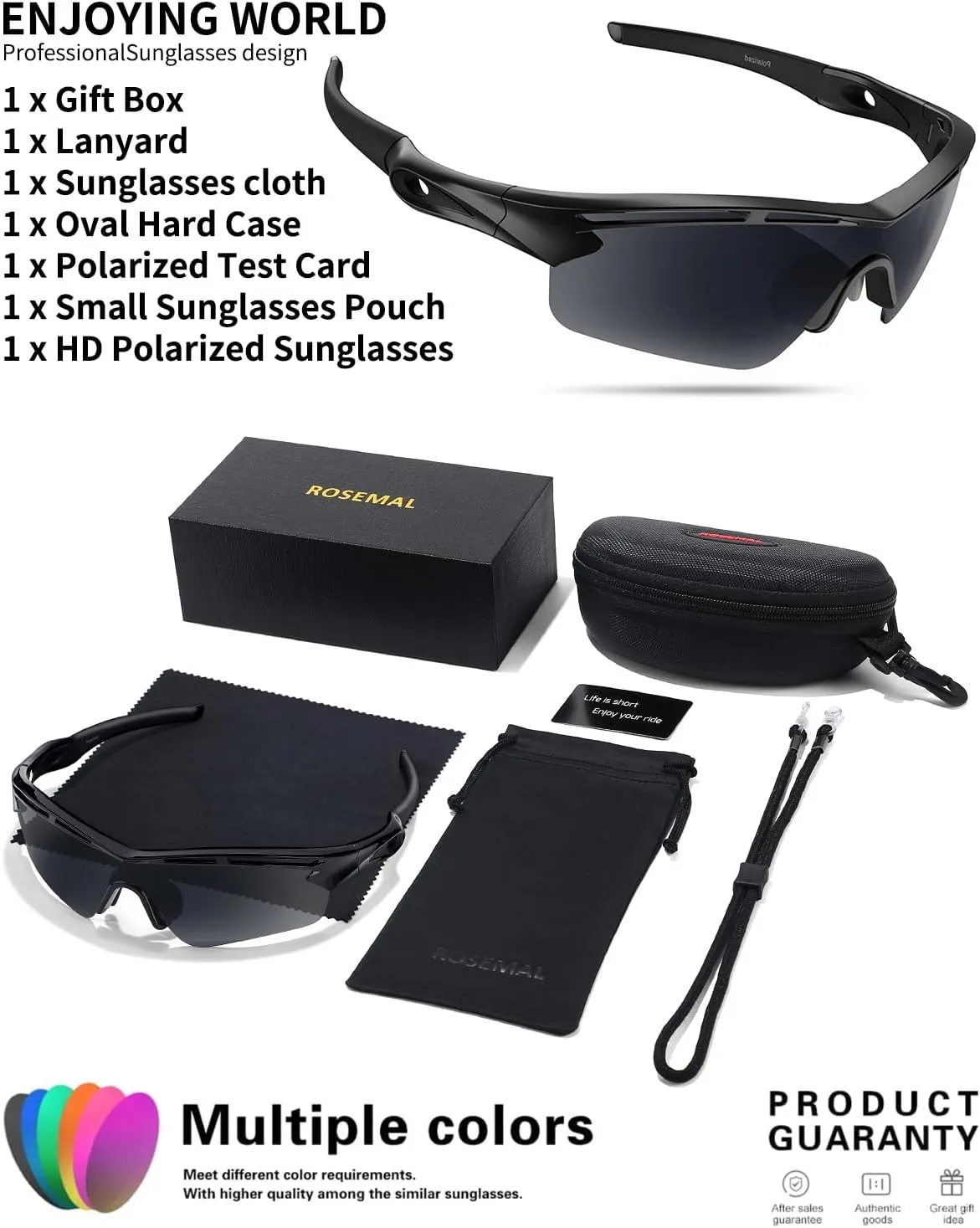 Polarized Sports Sunglasses for Men Women Youth Baseball Cycling Running Driving Fishing Tennis Golf Motor TAC UV400 TR90