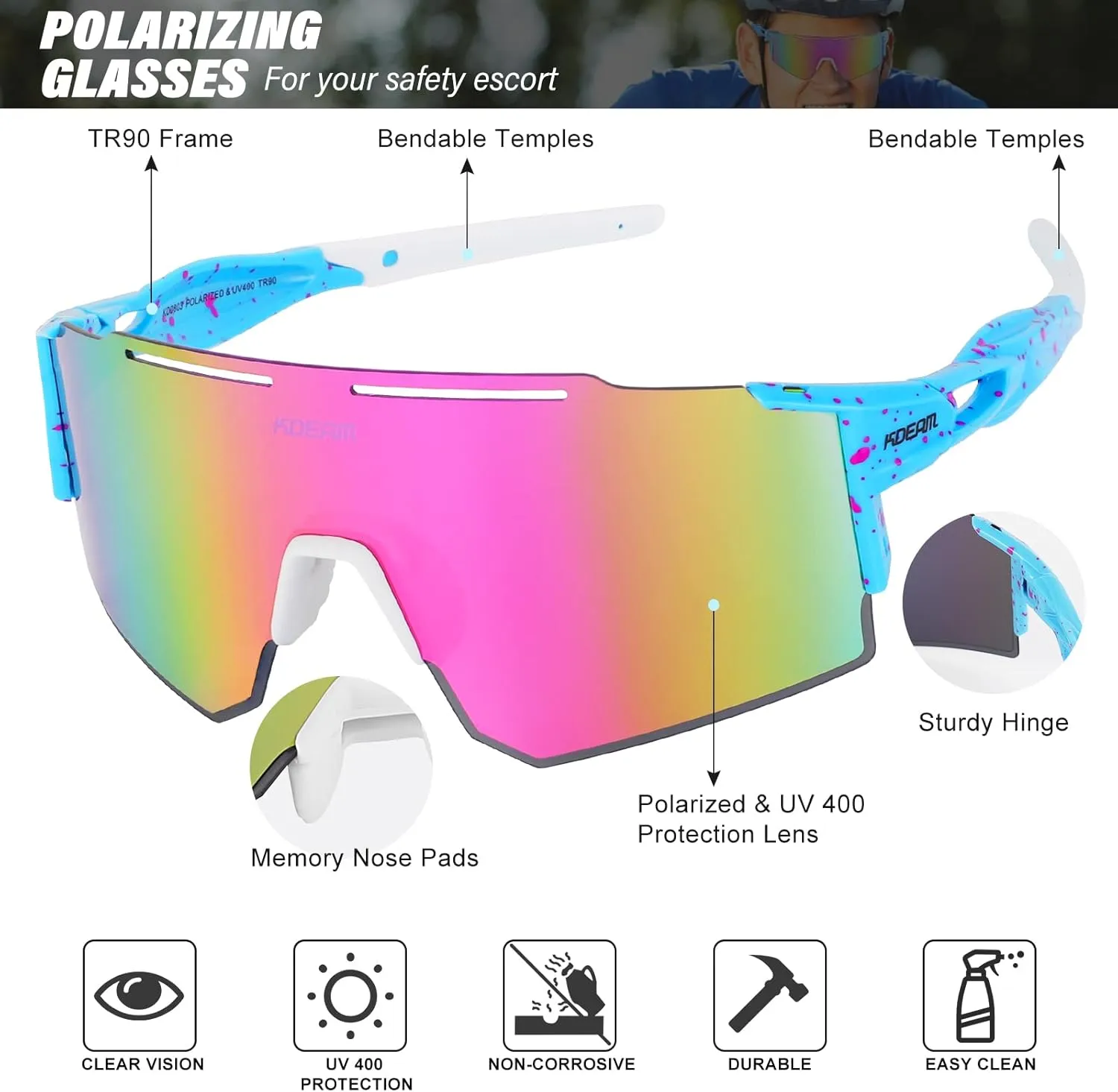 Polarized Sunglasses Women Men Sports Cycling Glasses Sports Eyewear Googles for Running Driving Baseball