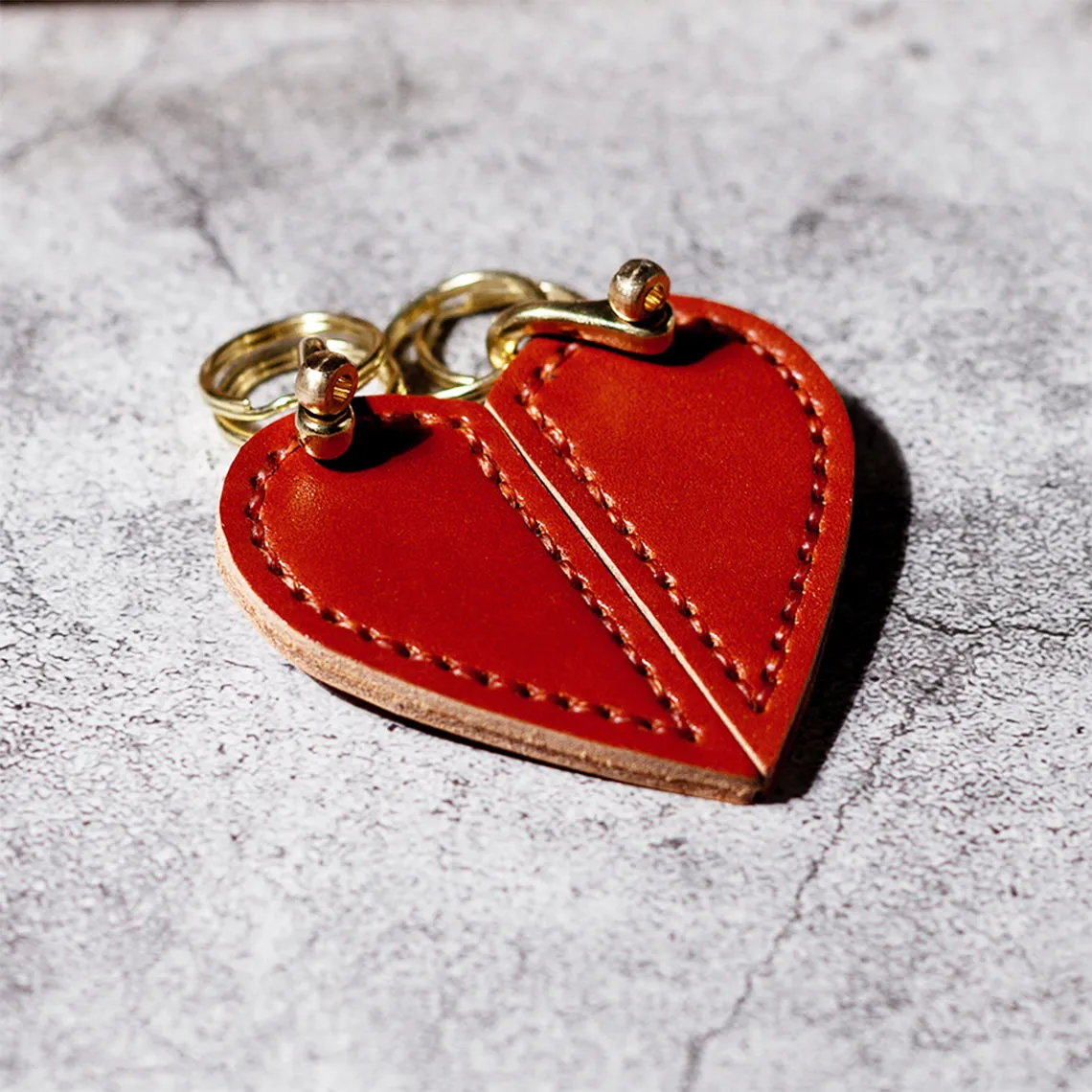 POPSEWING® Vegetable Tanned Leather Valentine Heart Keychain DIY Kits