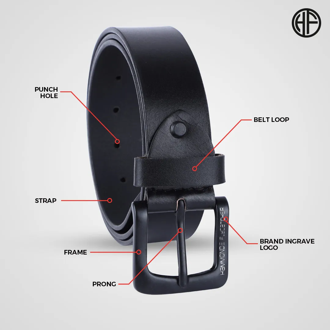 Premium Pure Leather Belt for Men - Fits Waist Sizes 28-46, 1.5 Inch Width - Ideal for Casual & Formal Use