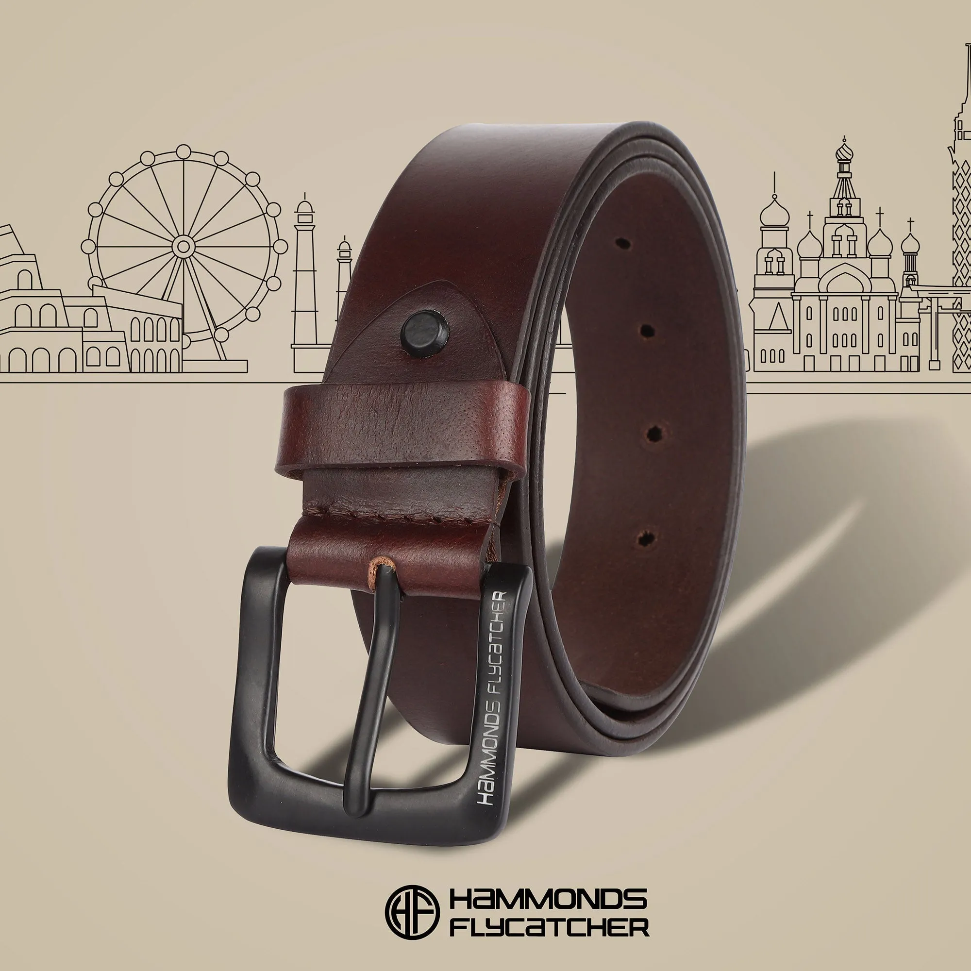 Premium Pure Leather Belt for Men - Fits Waist Sizes 28-46, 1.5 Inch Width - Ideal for Casual & Formal Use