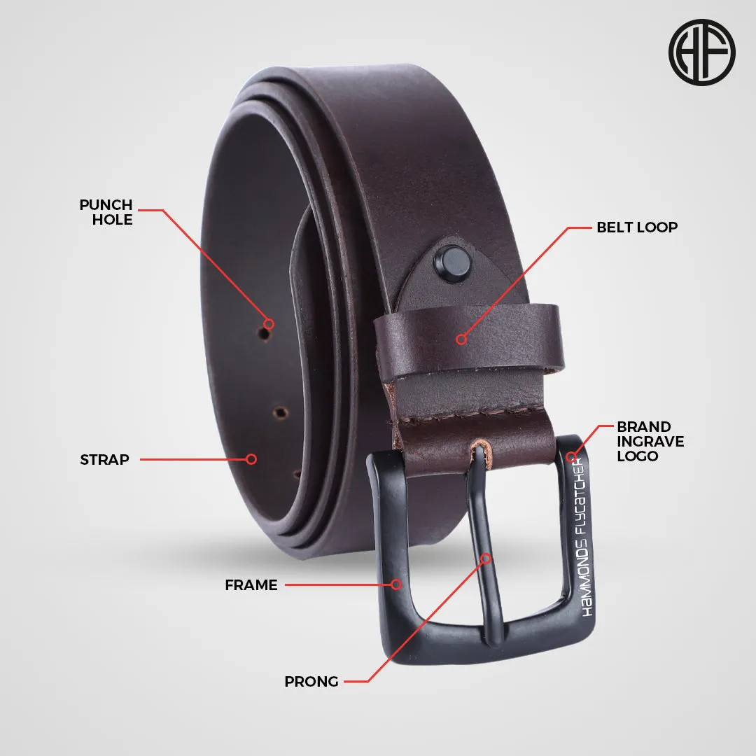 Premium Pure Leather Belt for Men - Fits Waist Sizes 28-46, 1.5 Inch Width - Ideal for Casual & Formal Use