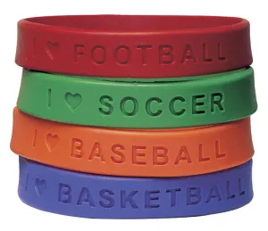 "I Love Sports" Silicone Bracelet (24 per unit), #241718 (V-4)
