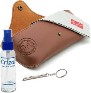 Ray-Ban Special Edition Sunglasses Case w/Crizal Lens Cleaning Spray, Microfiber Cloth, and Keychain Screwdriver Bundle