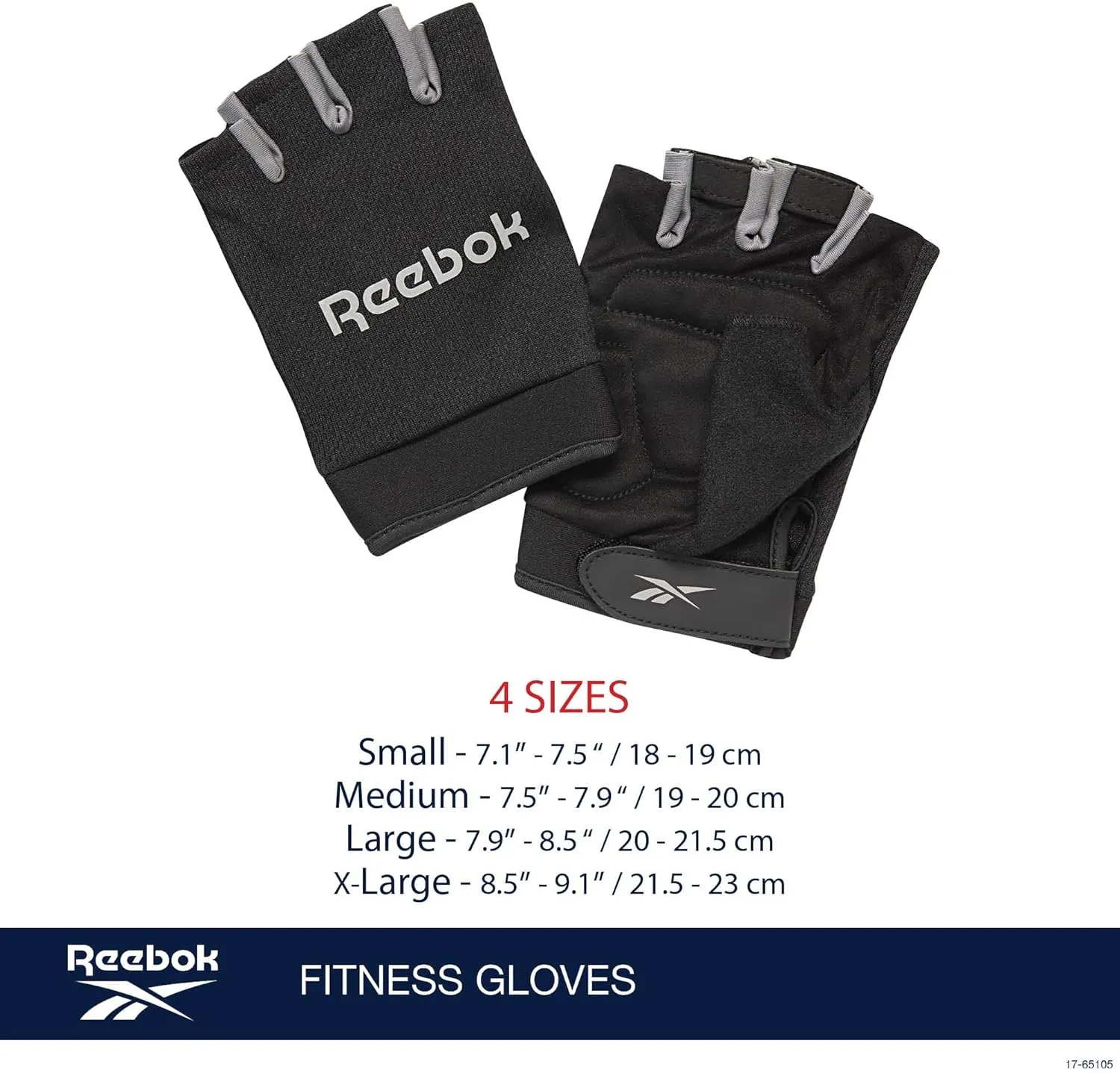 Reebok Classic Fingerless Gloves Lightweight Fitness & Weight Lifting Gloves for Training