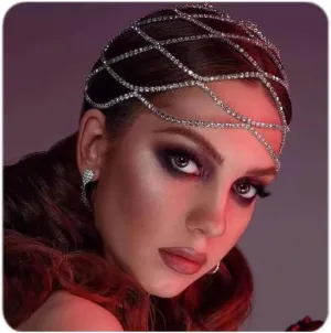 Rhinestone Cap Headpiece For Women Crystal Tassel Hair Accessories Belly Cap Headpieces Wedding Bridal Head