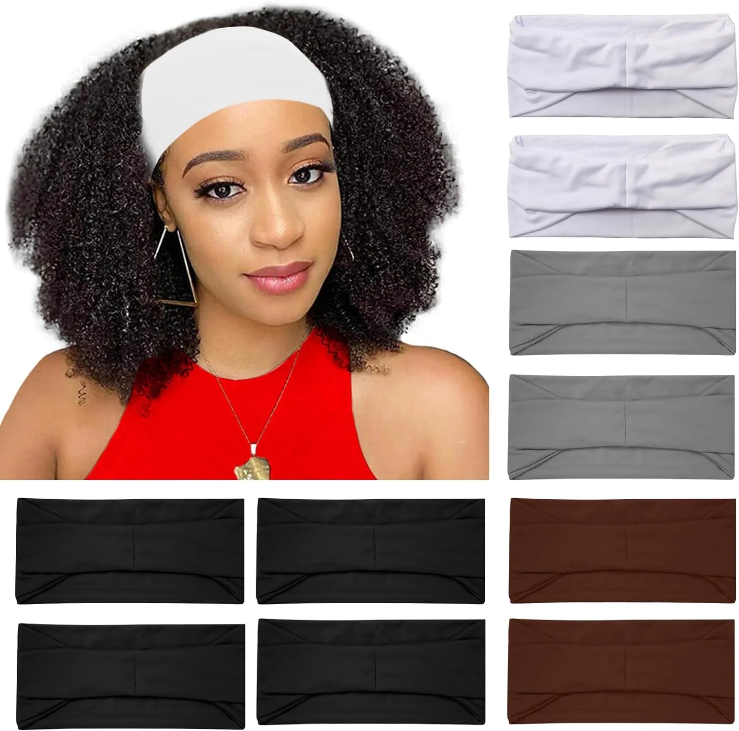 RITOPER Wide Headbands for Women Non Slip, Workout Yoga Running Womens Headband Boho Hair Bands for Women's Hair, Thick Sweat Head Bands Solid Head Wraps Bandana