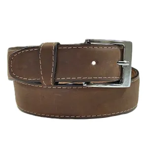 Sanded Nubuck Full Grain Genuine Leather Western Belt in Brown