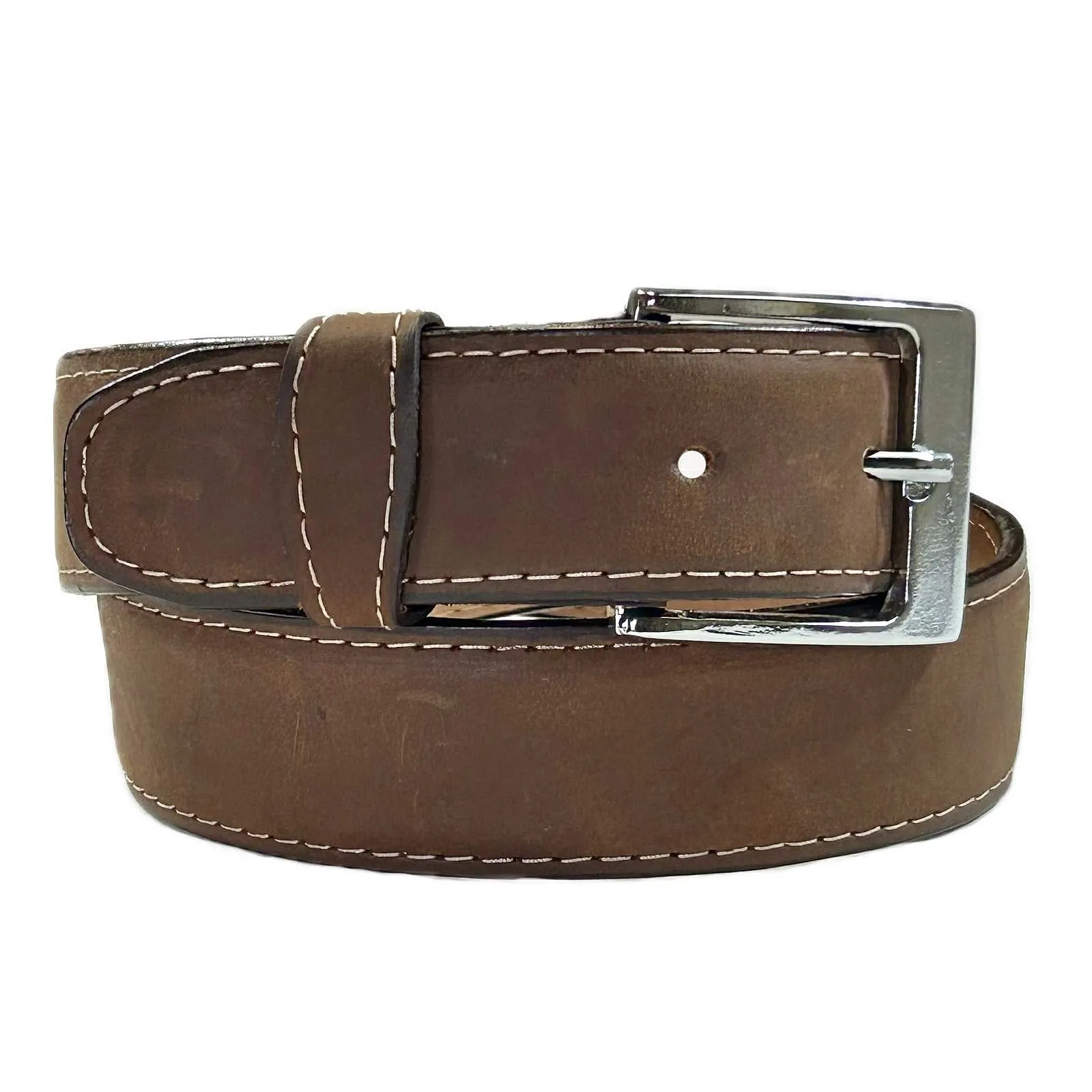 Sanded Nubuck Full Grain Genuine Leather Western Belt in Brown
