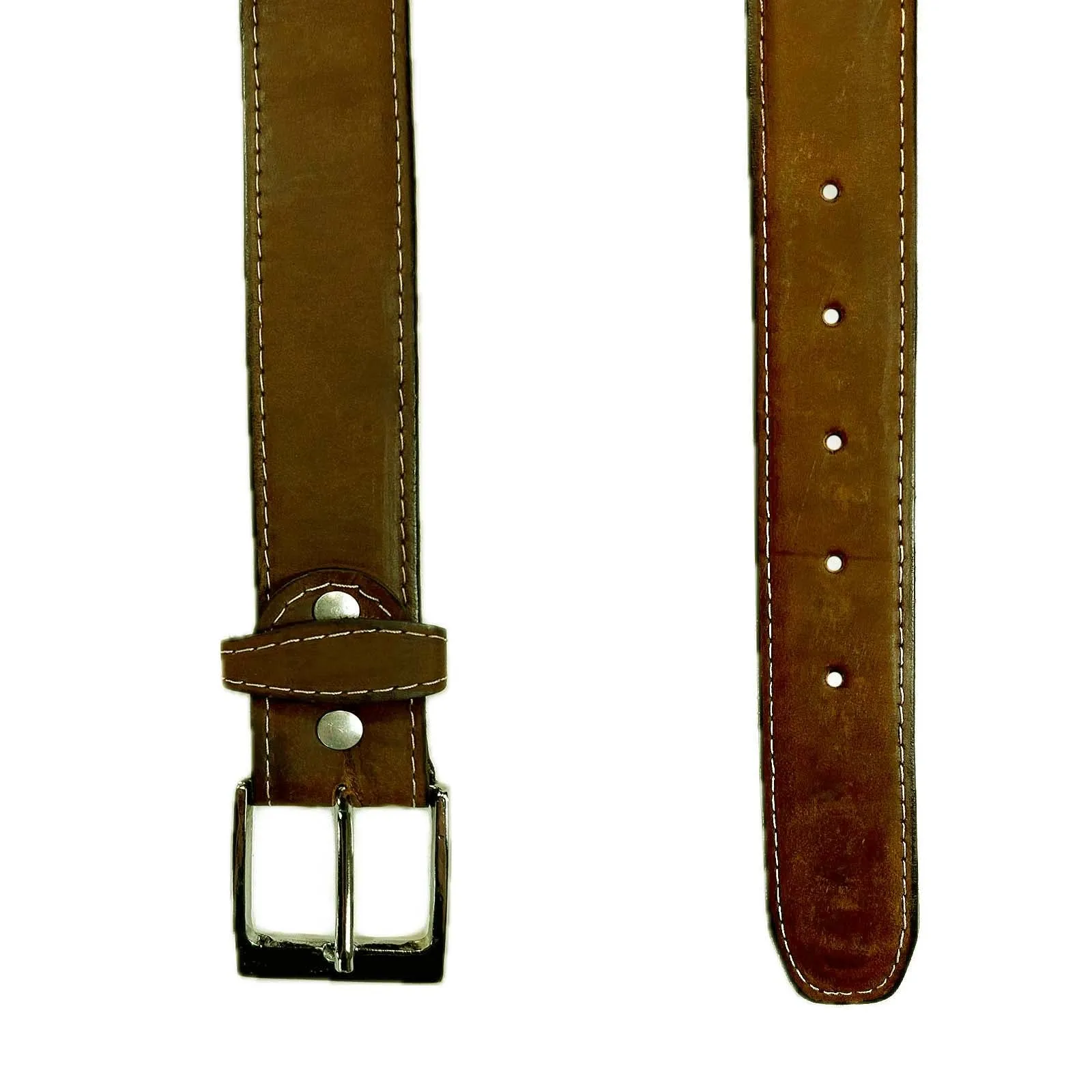 Sanded Nubuck Full Grain Genuine Leather Western Belt in Brown