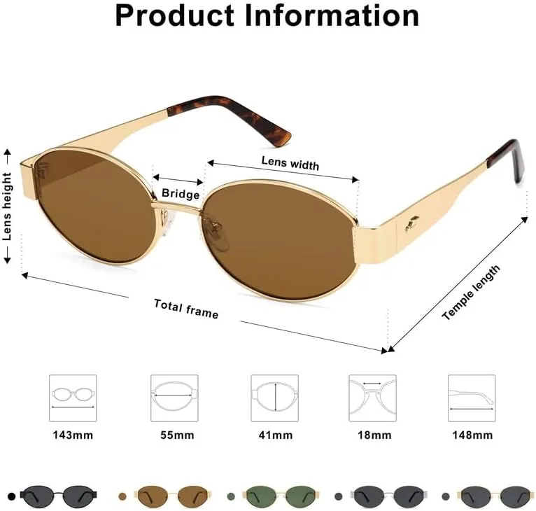 SOJOS Retro Oval Sunglasses for Women Trendy Classic Shades UV400 Protection