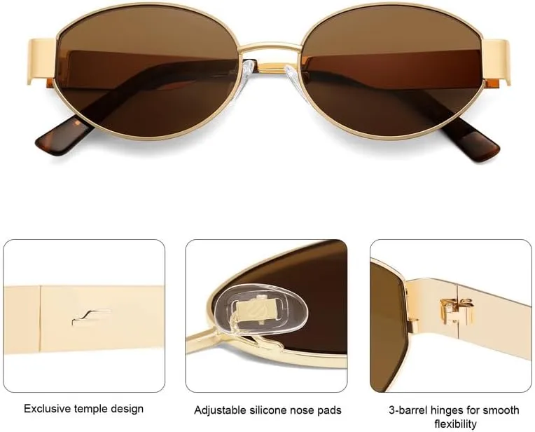 SOJOS Retro Oval Sunglasses for Women Trendy Classic Shades UV400 Protection
