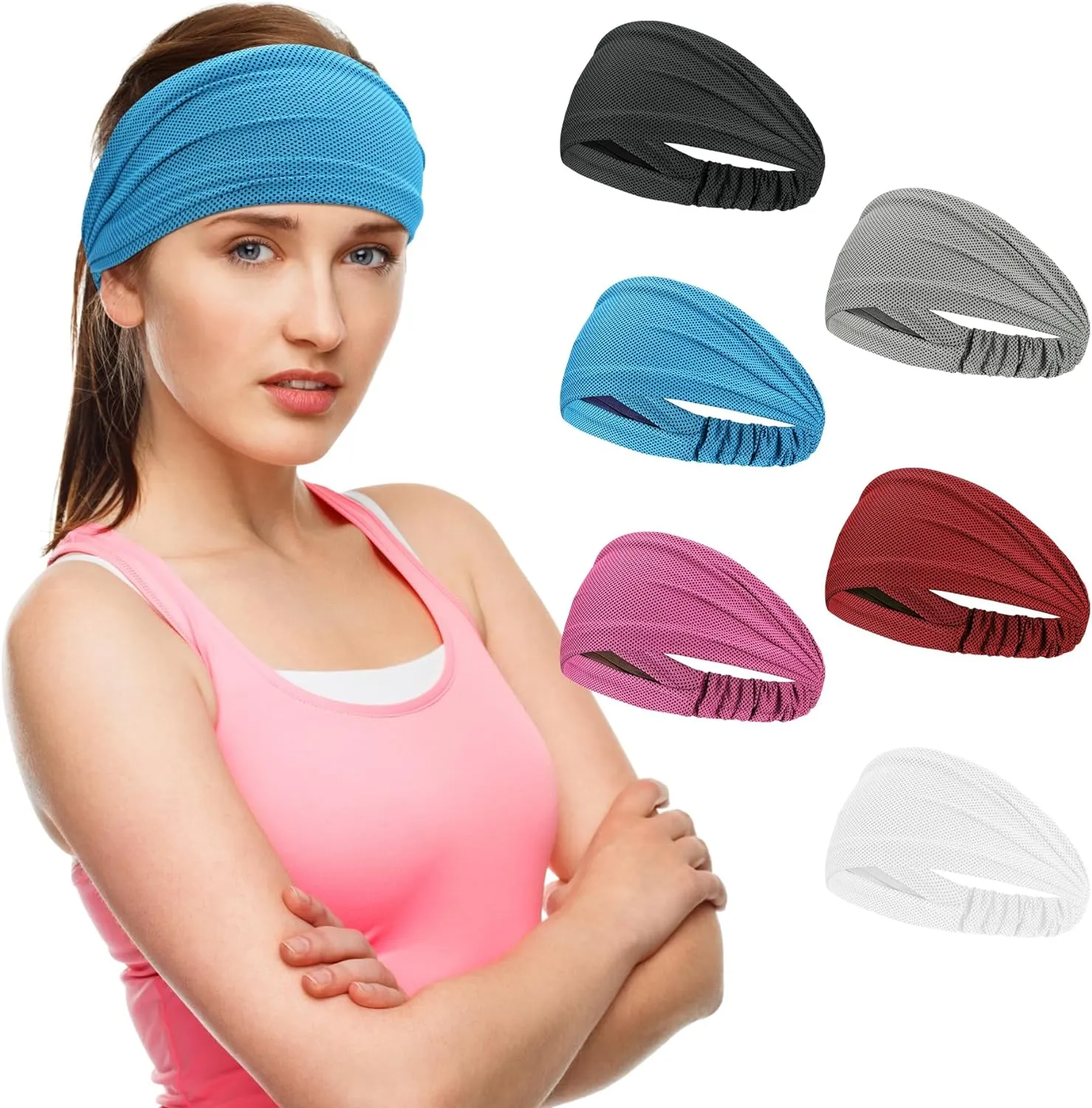 Wide Stretchy Non-Slip Cooling Workout Headbands