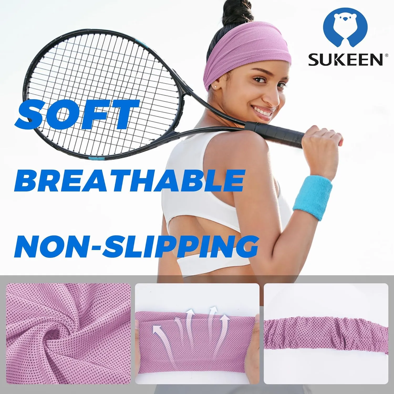 Wide Stretchy Non-Slip Cooling Workout Headbands