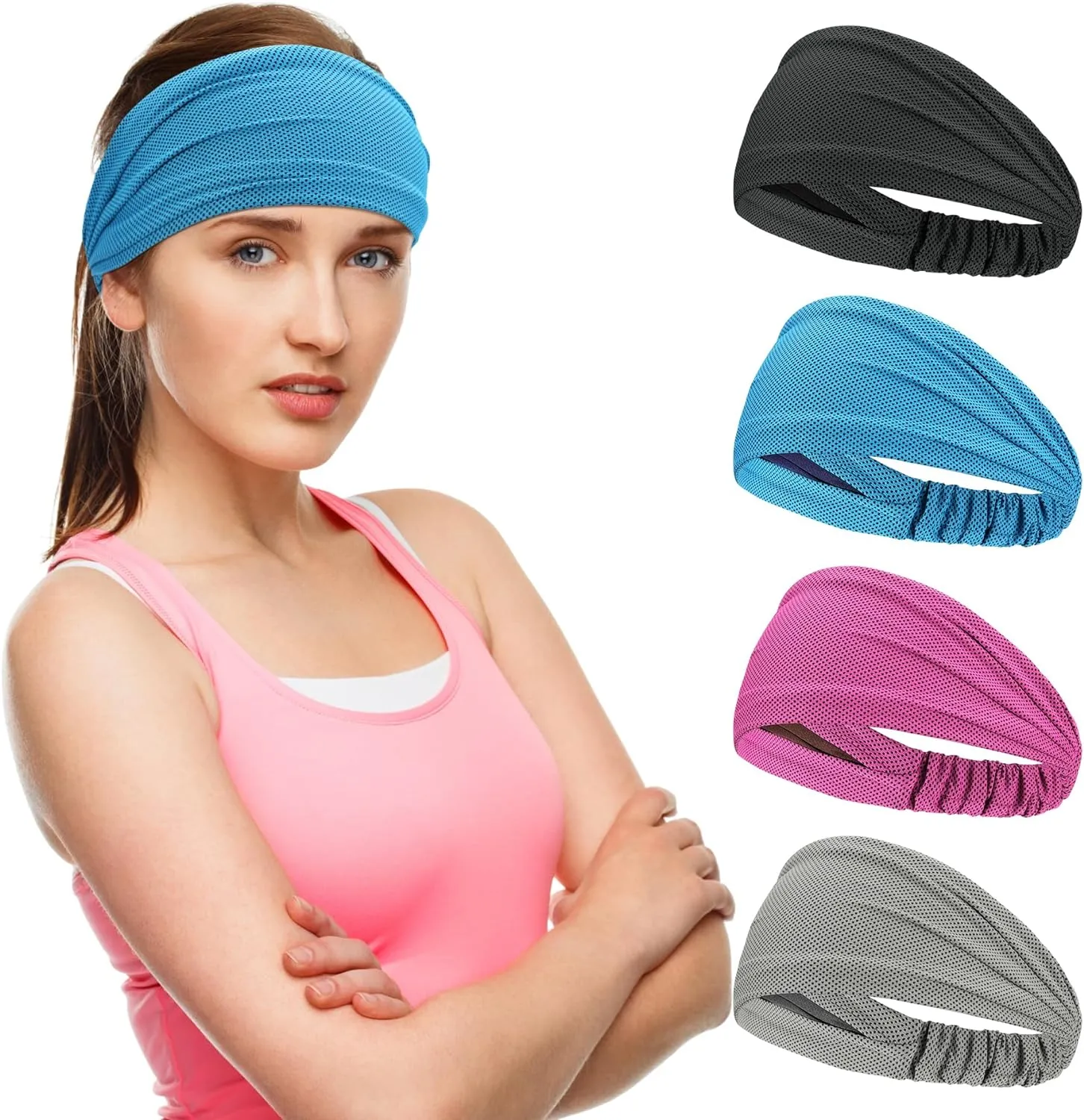 Wide Stretchy Non-Slip Cooling Workout Headbands