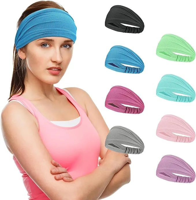 Wide Stretchy Non-Slip Cooling Workout Headbands