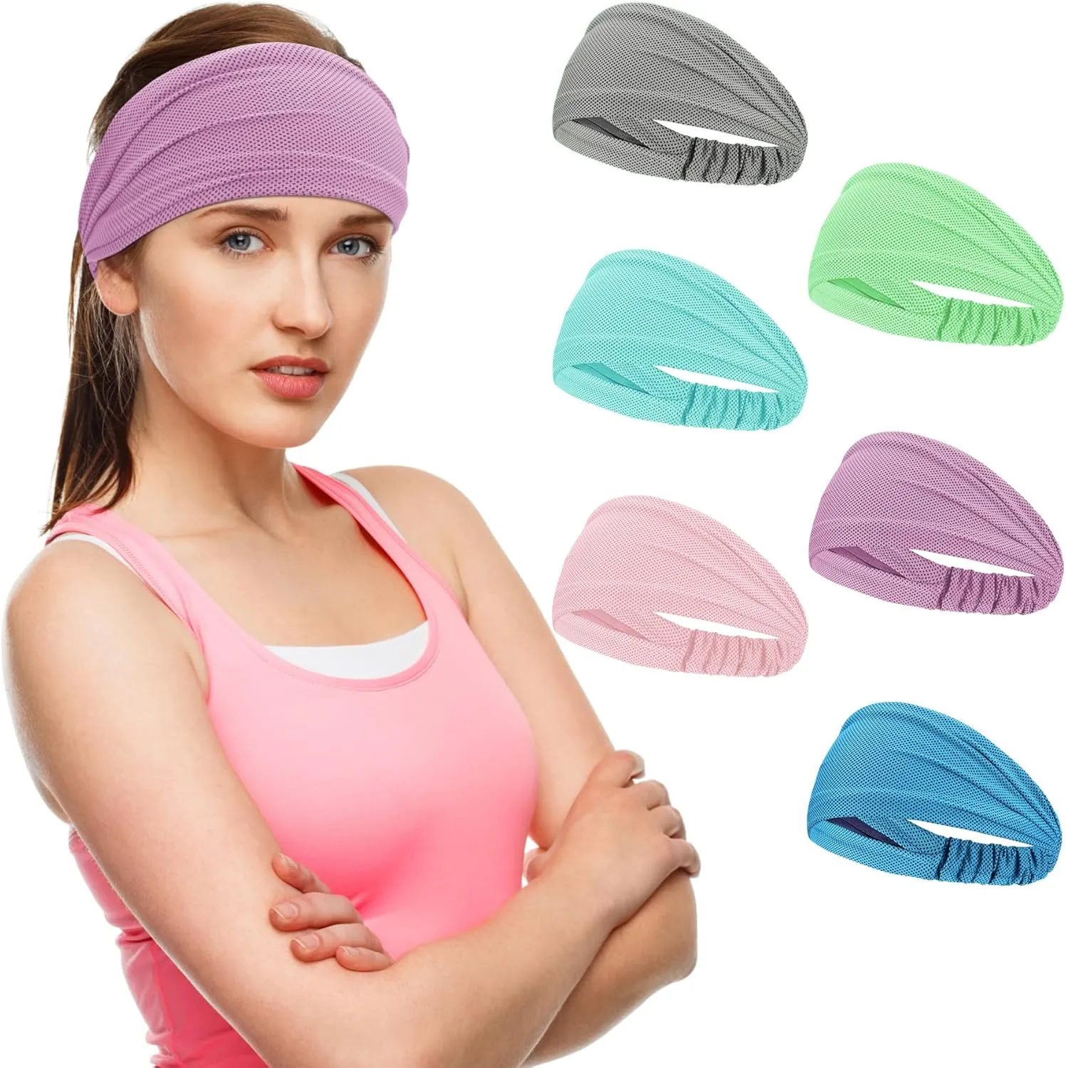 Wide Stretchy Non-Slip Cooling Workout Headbands