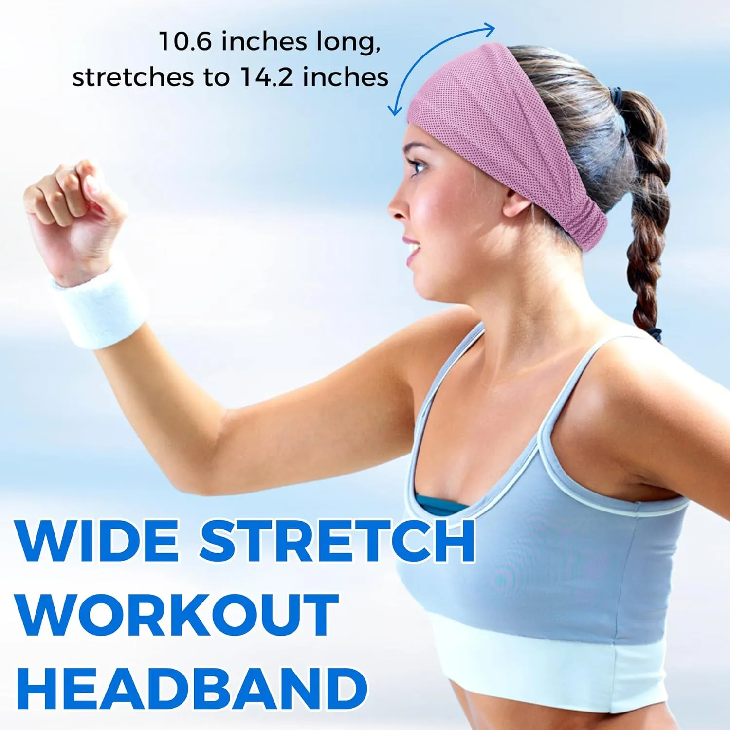 Wide Stretchy Non-Slip Cooling Workout Headbands