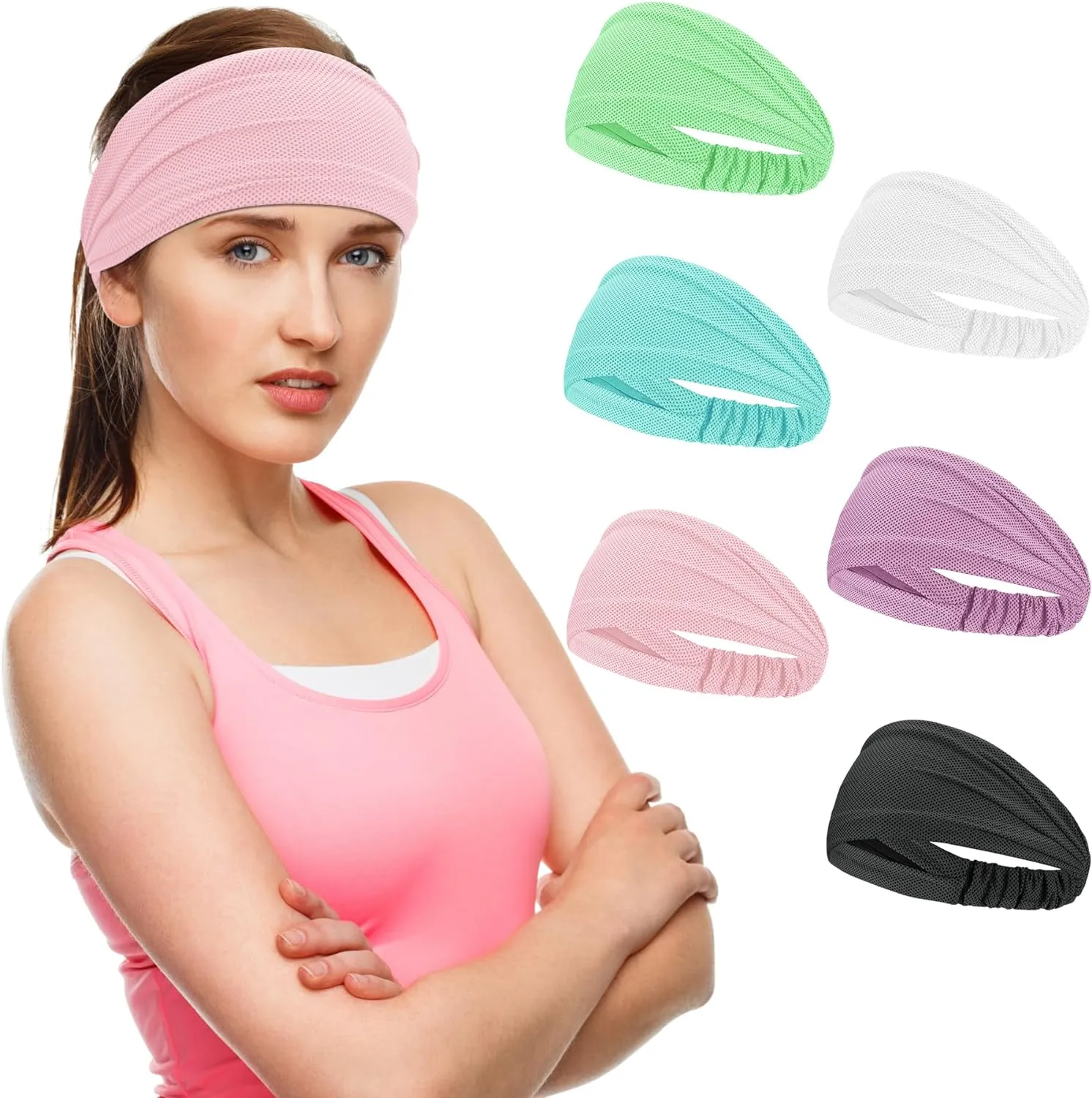 Wide Stretchy Non-Slip Cooling Workout Headbands