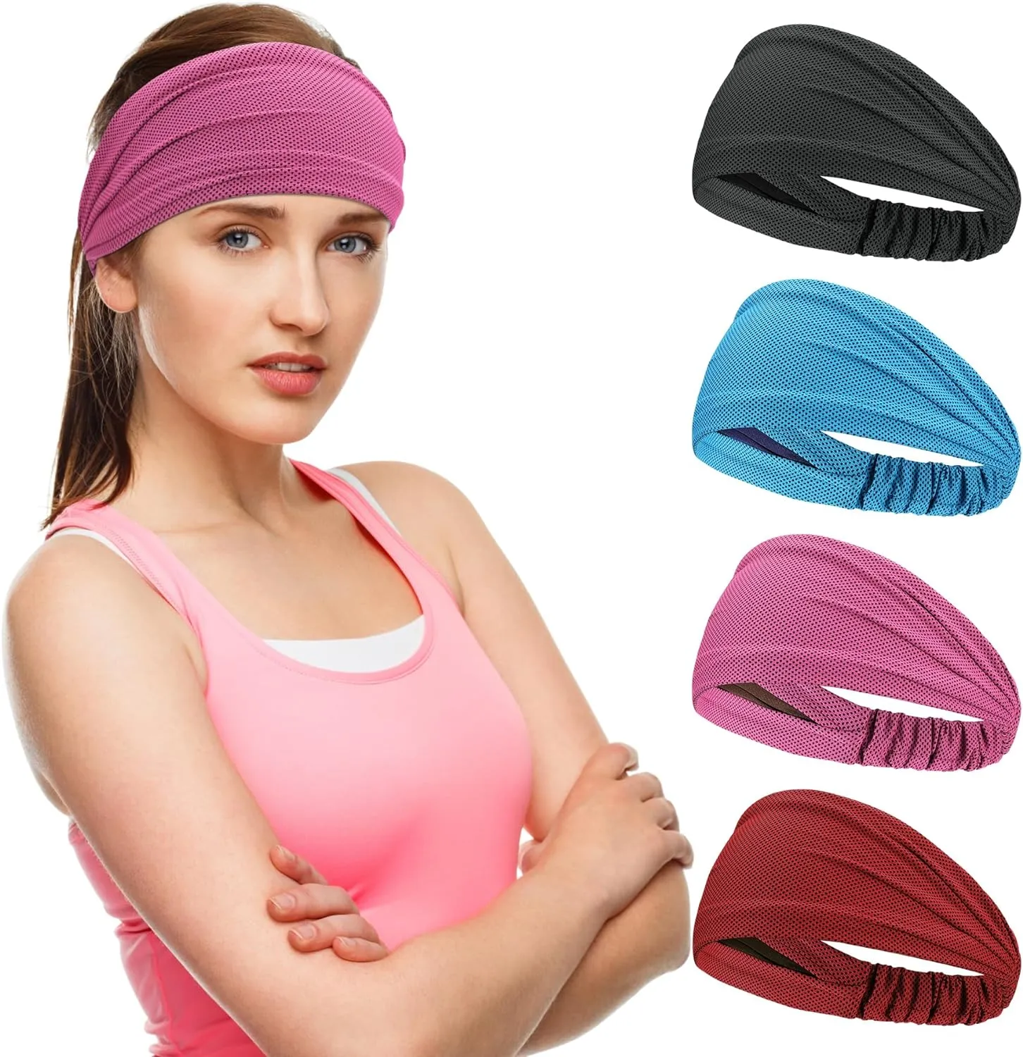 Wide Stretchy Non-Slip Cooling Workout Headbands