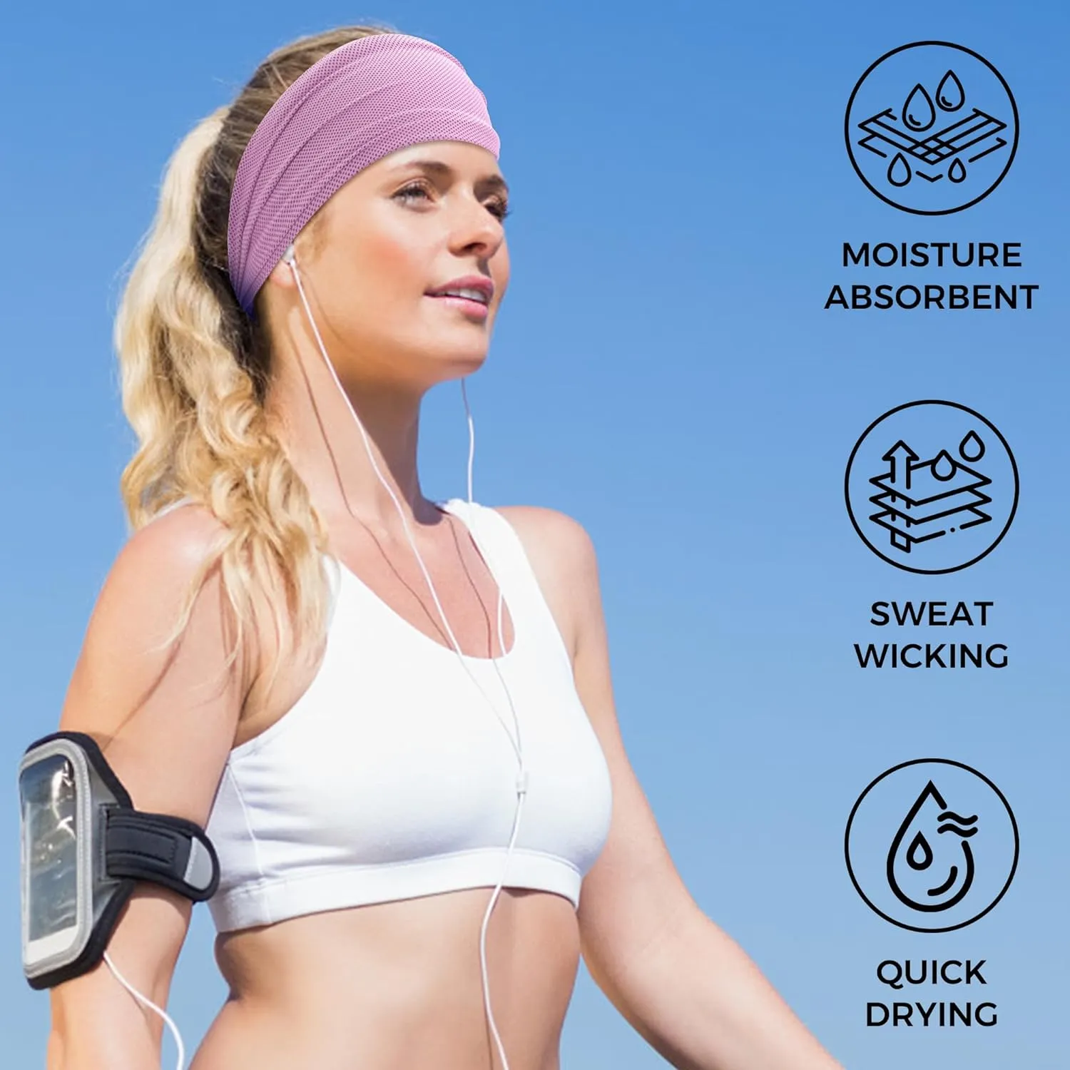 Wide Stretchy Non-Slip Cooling Workout Headbands