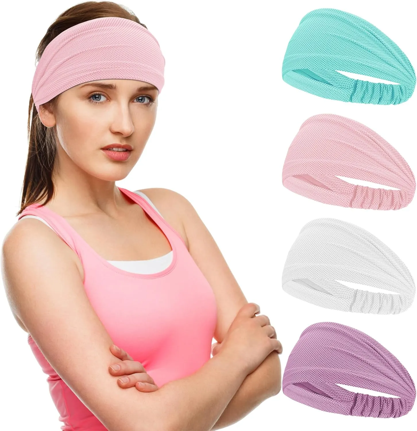 Wide Stretchy Non-Slip Cooling Workout Headbands