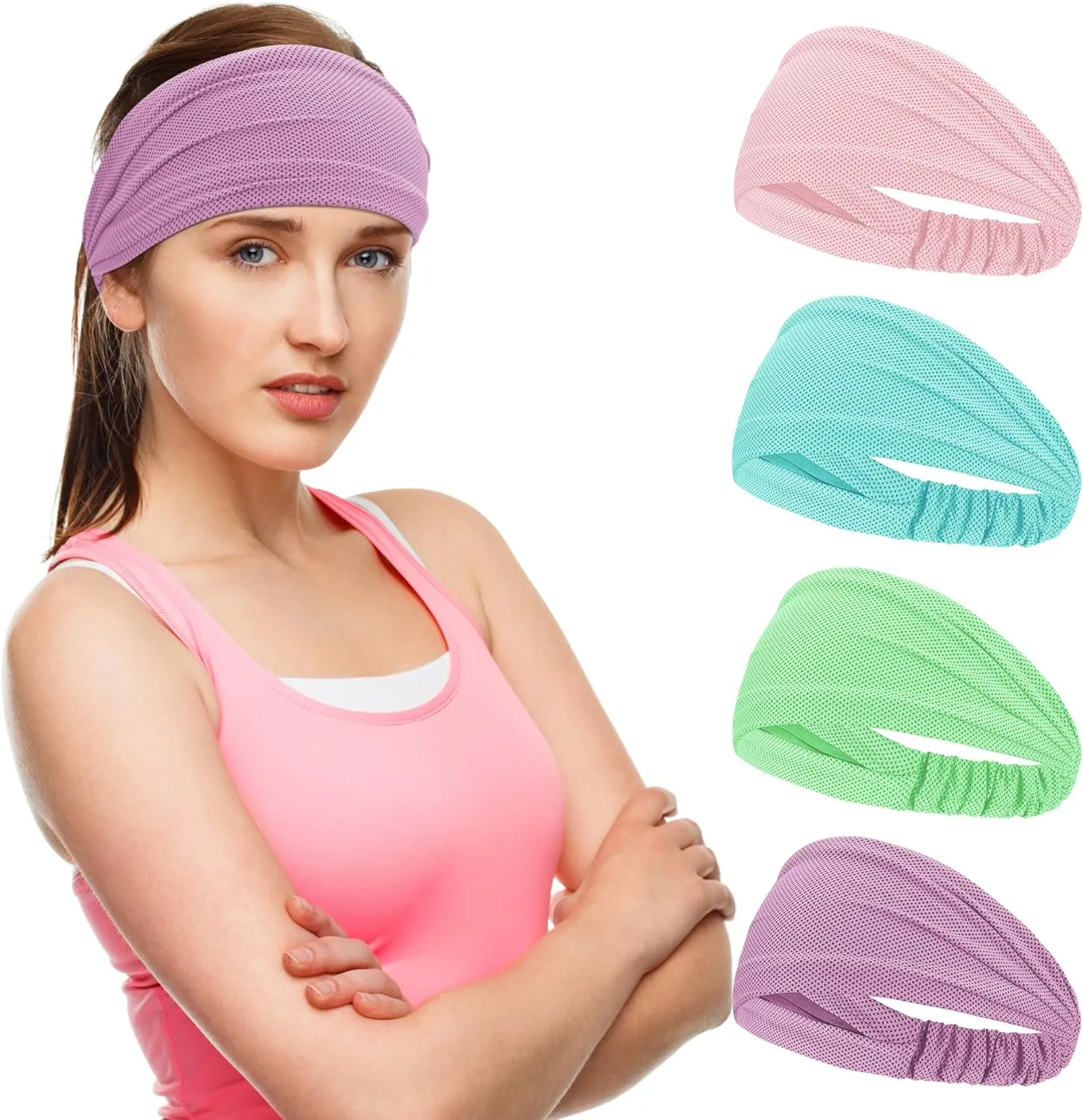 Wide Stretchy Non-Slip Cooling Workout Headbands