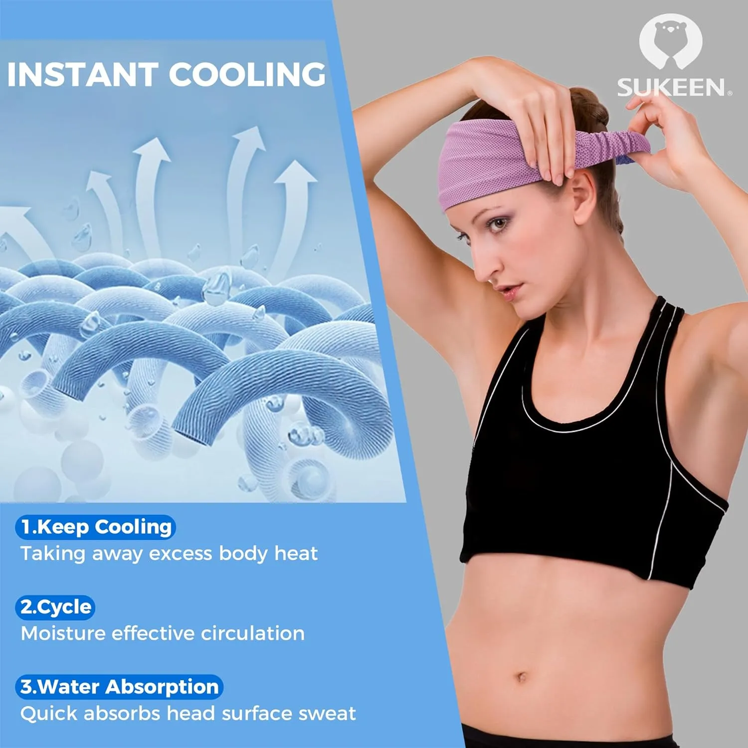 Wide Stretchy Non-Slip Cooling Workout Headbands