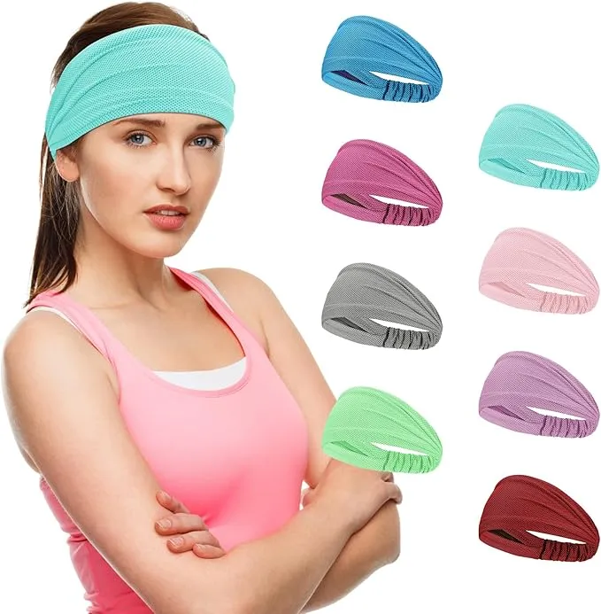 Wide Stretchy Non-Slip Cooling Workout Headbands