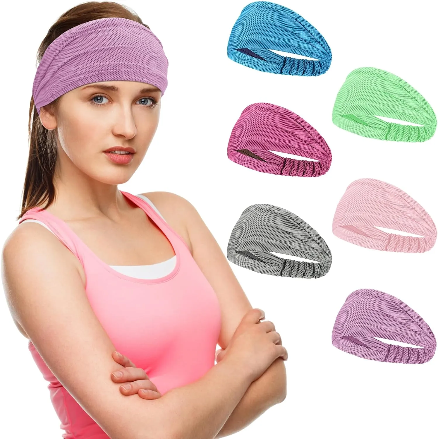 Wide Stretchy Non-Slip Cooling Workout Headbands
