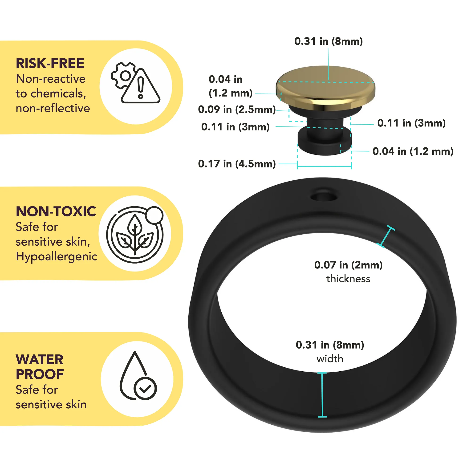 WildFire Chakra Silicone Beveled Ring w/ Removable Stainless Steel Plate   Ring Box