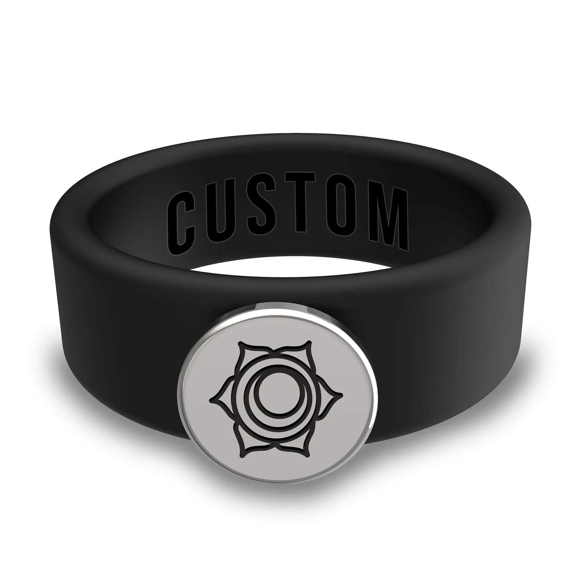 WildFire Chakra Silicone Beveled Ring w/ Removable Stainless Steel Plate   Ring Box