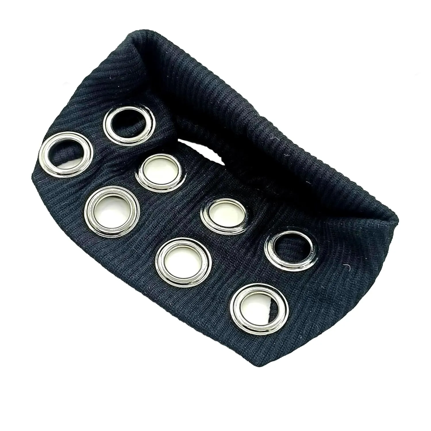 Women Hollow Out Eyelets Elastic Headband, y2k girls punk grunge wide hairbandswomen hair accessories knitted rivet headbands black eyelets elastic headband (black)