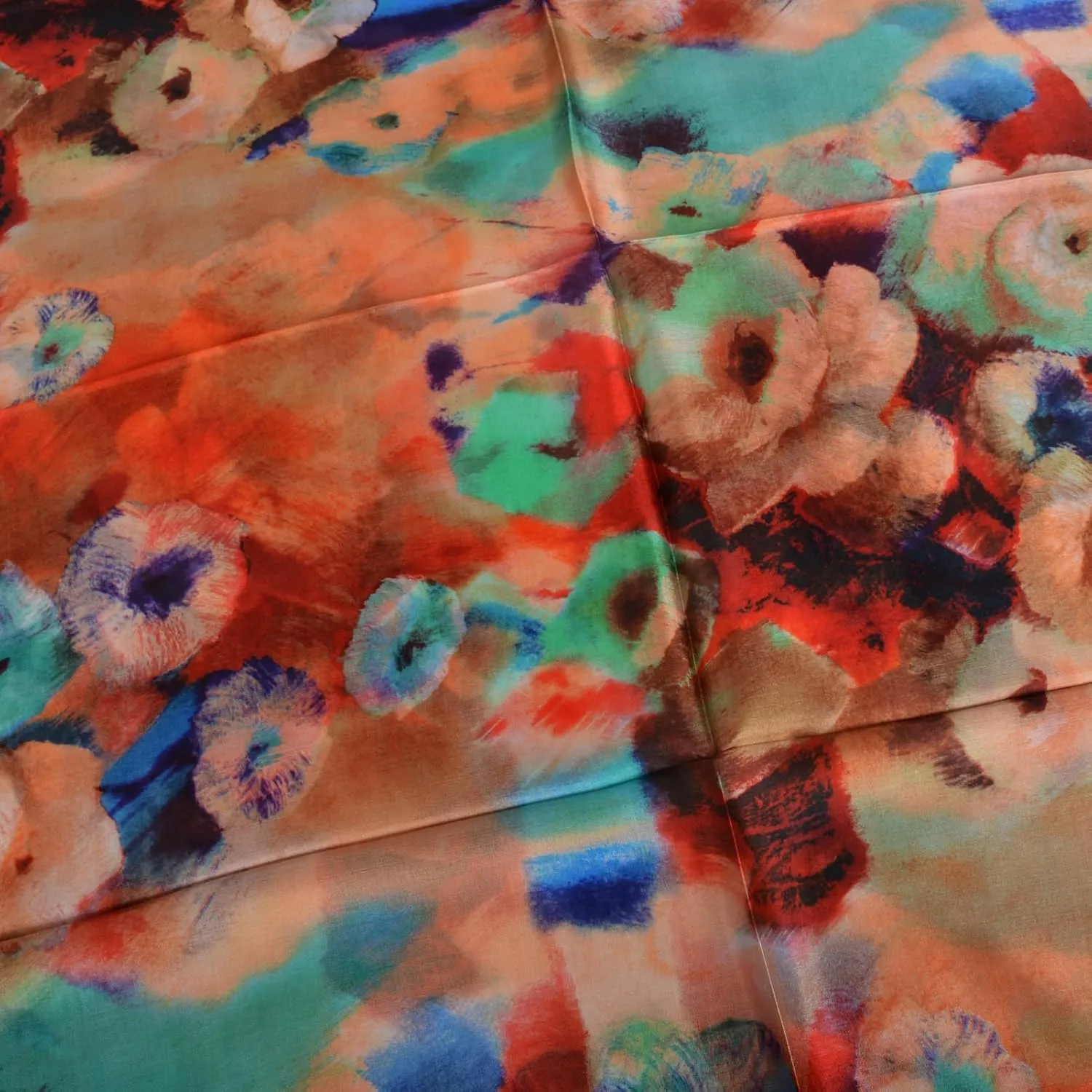 Women's 100% Mulberry Silk Long Scarf-Floral Print Lightweight Scarves-Oblong Summer Travel Sunscreen Shawl 69" x 43"