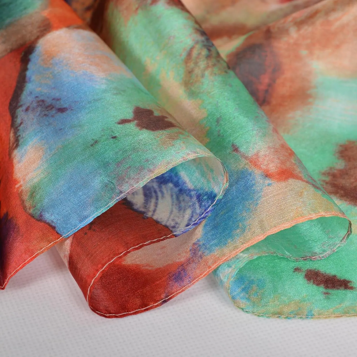 Women's 100% Mulberry Silk Long Scarf-Floral Print Lightweight Scarves-Oblong Summer Travel Sunscreen Shawl 69" x 43"