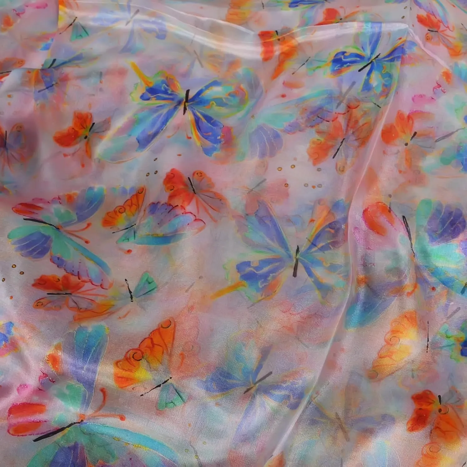 Women's 100% Mulberry Silk Long Scarf-Floral Print Lightweight Scarves-Oblong Summer Travel Sunscreen Shawl 69" x 43"