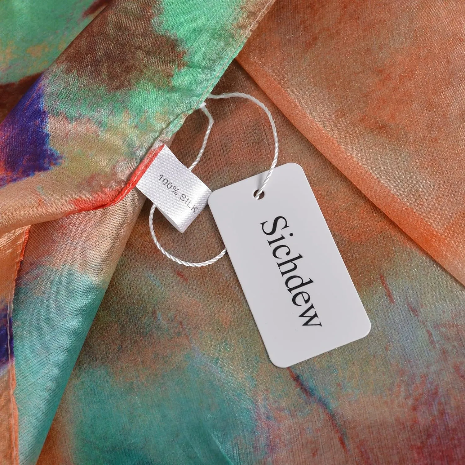 Women's 100% Mulberry Silk Long Scarf-Floral Print Lightweight Scarves-Oblong Summer Travel Sunscreen Shawl 69" x 43"