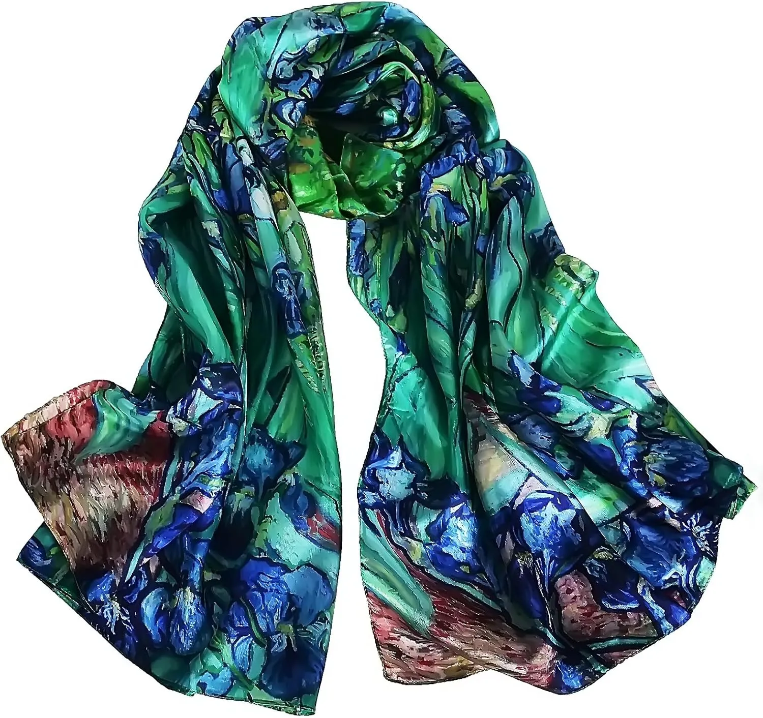 Women's 100% Mulberry Silk Long Scarf-Floral Print Lightweight Scarves-Oblong Summer Travel Sunscreen Shawl 69" x 43"