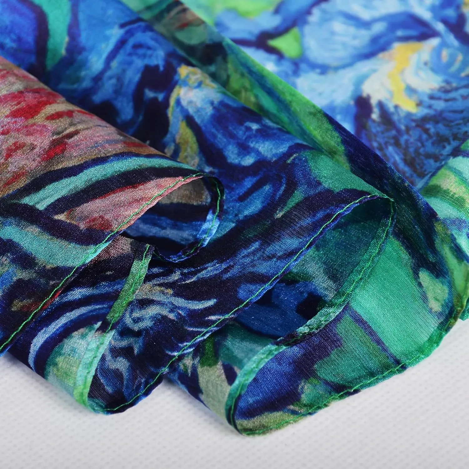 Women's 100% Mulberry Silk Long Scarf-Floral Print Lightweight Scarves-Oblong Summer Travel Sunscreen Shawl 69" x 43"