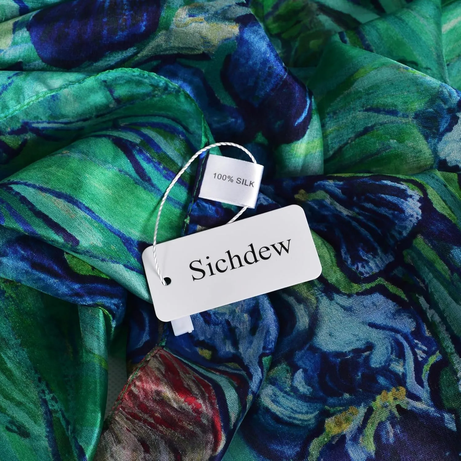 Women's 100% Mulberry Silk Long Scarf-Floral Print Lightweight Scarves-Oblong Summer Travel Sunscreen Shawl 69" x 43"