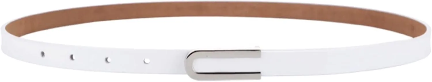 Women's Belt Fashion Skinny Slim Soft Genuine Leather Belts Waistband Thin Waist Belt Silver Chrome Color Alloy Buckle