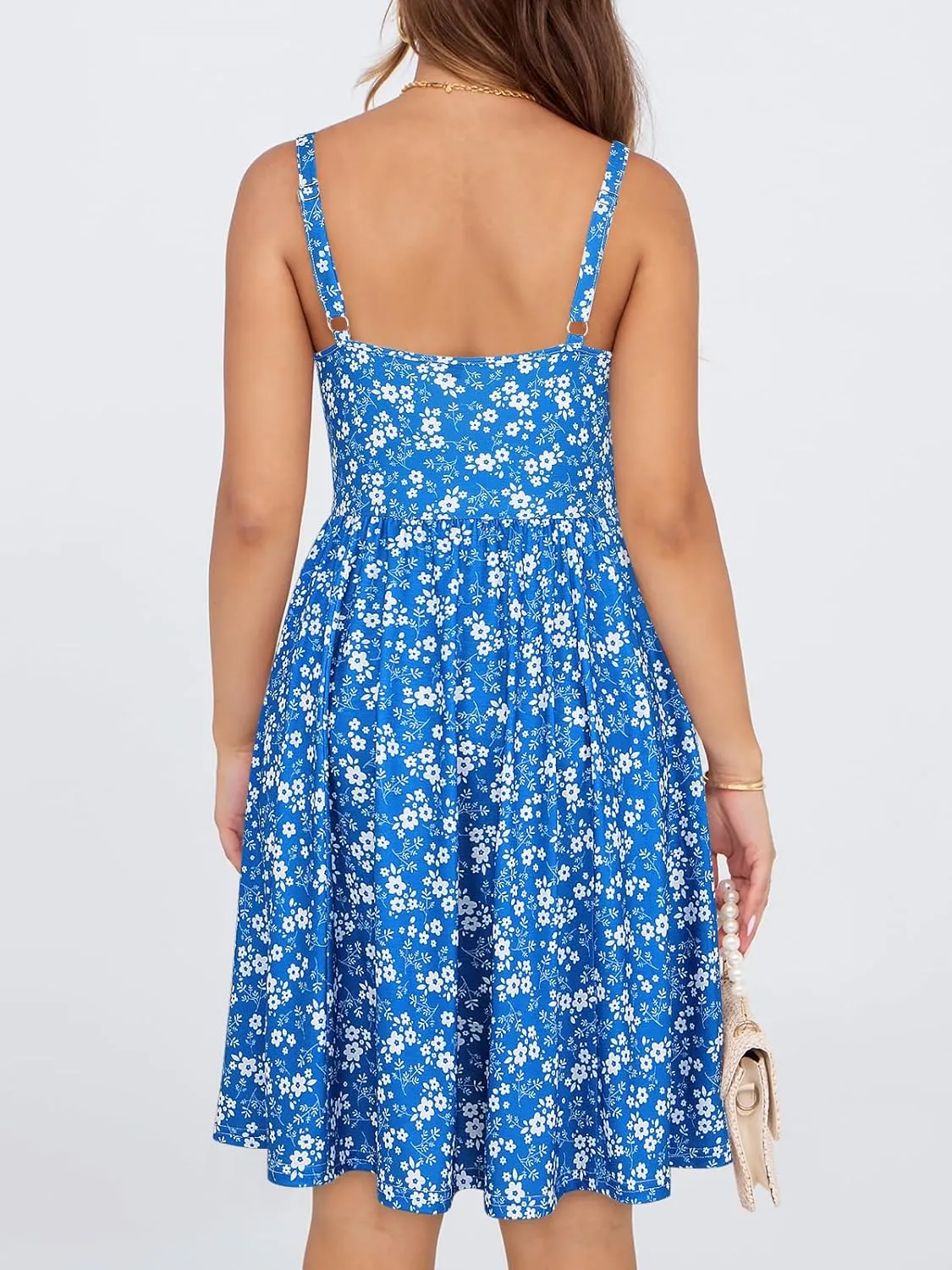 Womens Summer Mini Corset Casual Dresses Spaghetti Straps Lace Up Beach Vacation Sundress with Pockets